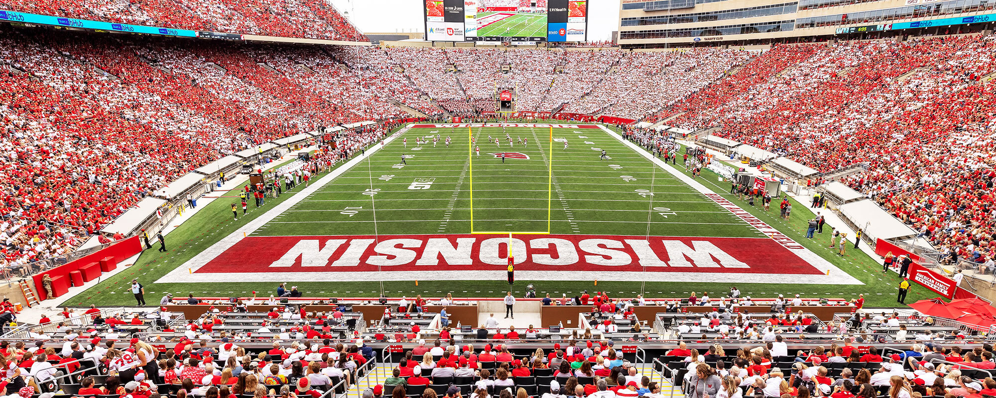 A Wide Angle Shot of a Home Football Game at Camp Randall From The Perspective of the South Endzone