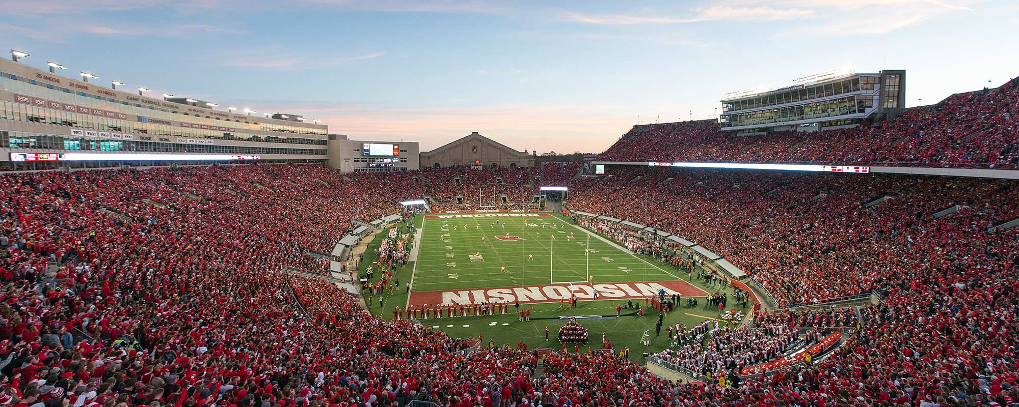 A Wide Angle Shot of a Home Football Game at Camp Randall