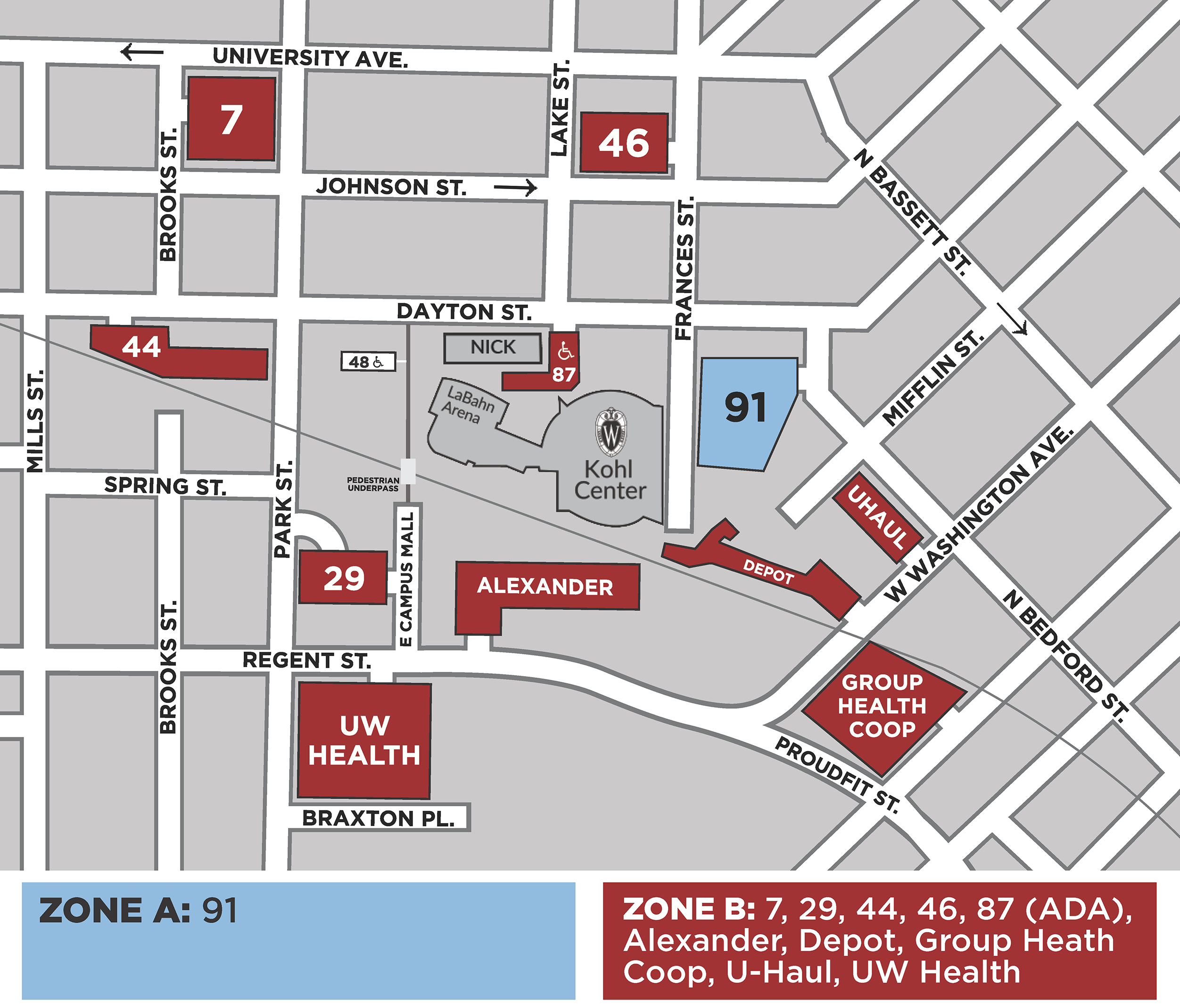 Men's Hockey Season Parking Map. Visit the Men's Hockey Season Parking Selection Page for more information.